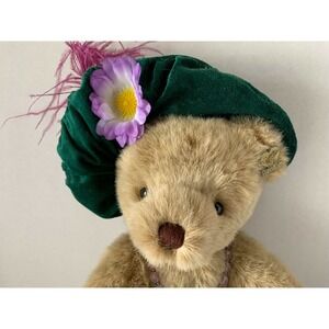 Annette Funicello Bear Andrea Soft Brown Jointed 14" Feathered Renaissance Hat
